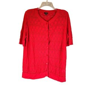 Talbots Cardigan Women 1XP Short Sleeve Open Knit Granny Chic Preppy‎ Americana